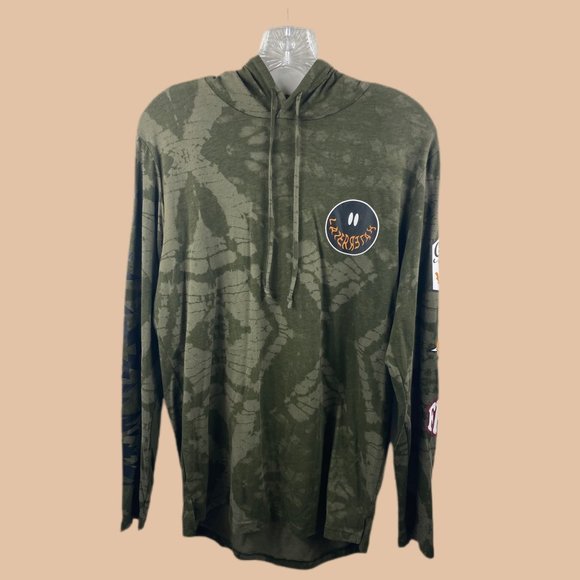 Macys American Rag - Green Camo TieDye - Thin Long Sleeve Pullover Hoodie - Picture 1 of 6